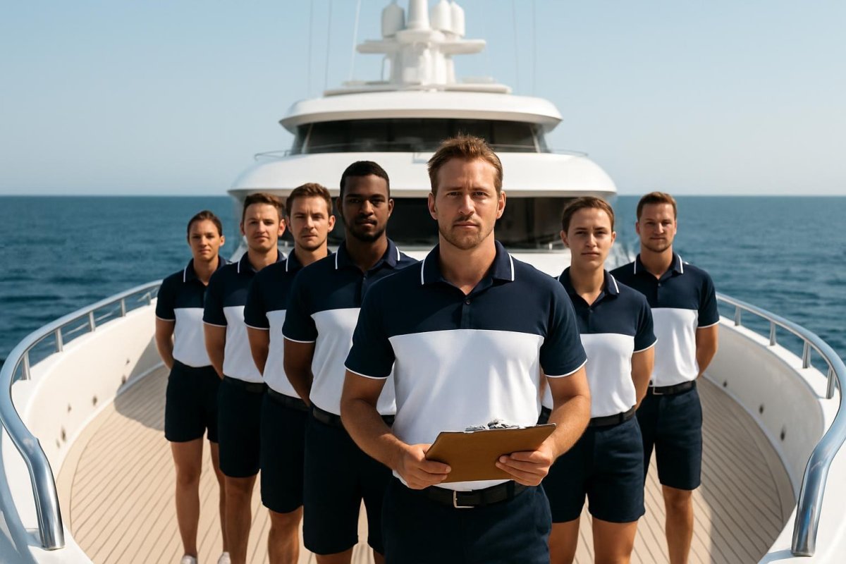 A captain at the bridge looking at a crew list with document expiry dates on a screen